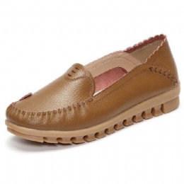 Damska Miękka Gumowa Podeszwa Okrągły Palec U Nogi Pure Color Slip On Flat Loafers