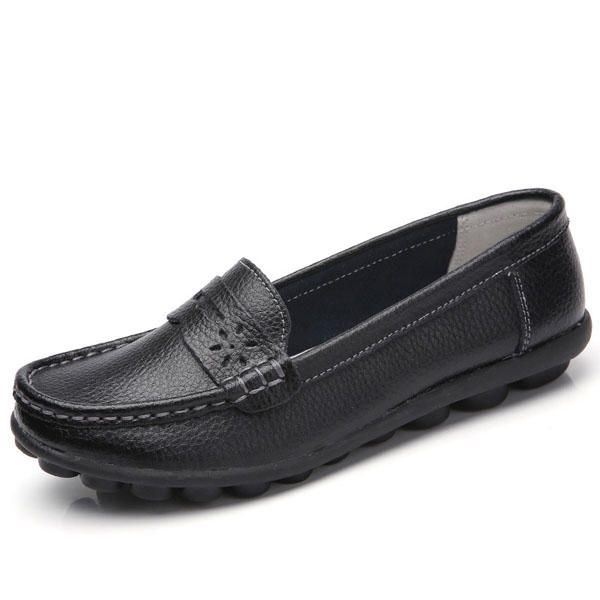 Damski Rozmiar Us 5-13 Pure Color Soft Sole Okrągłe Toe Slip On Flat Loafers