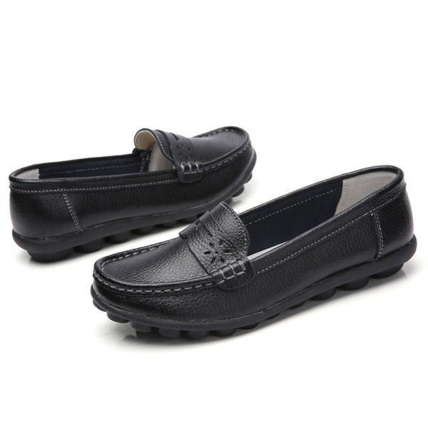 Damski Rozmiar Us 5-13 Pure Color Soft Sole Okrągłe Toe Slip On Flat Loafers