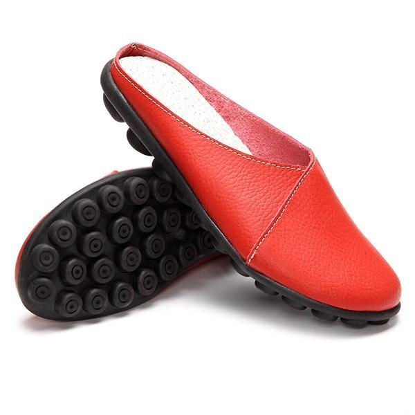 Damskie Buty Z Miękkiej Podeszwy Pure Color Casual Round Toe Slip On Flat Shoes