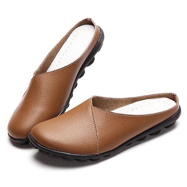 Damskie Buty Z Miękkiej Podeszwy Pure Color Casual Round Toe Slip On Flat Shoes