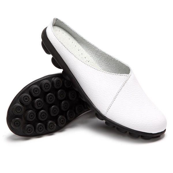 Damskie Buty Z Miękkiej Podeszwy Pure Color Casual Round Toe Slip On Flat Shoes