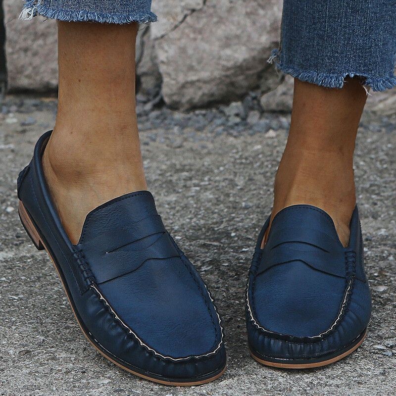 Damskie Duże Rozmiary Wygodne Soild Slip On Casual Flat Loafers