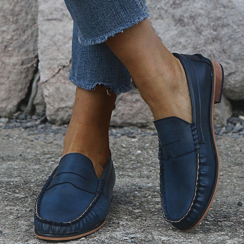 Damskie Duże Rozmiary Wygodne Soild Slip On Casual Flat Loafers