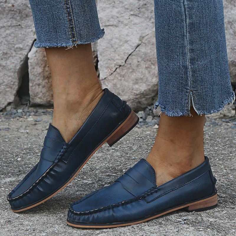 Damskie Duże Rozmiary Wygodne Soild Slip On Casual Flat Loafers