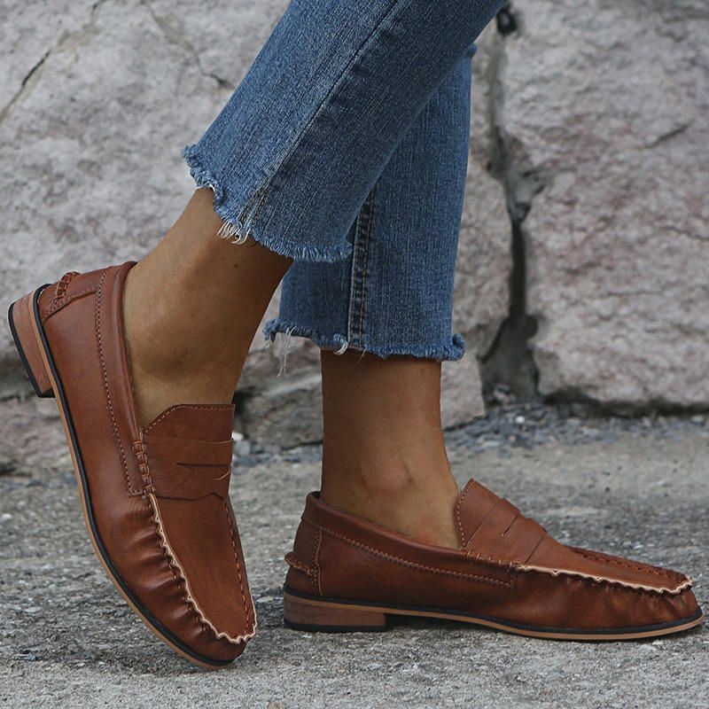 Damskie Duże Rozmiary Wygodne Soild Slip On Casual Flat Loafers