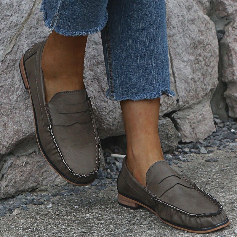 Damskie Duże Rozmiary Wygodne Soild Slip On Casual Flat Loafers