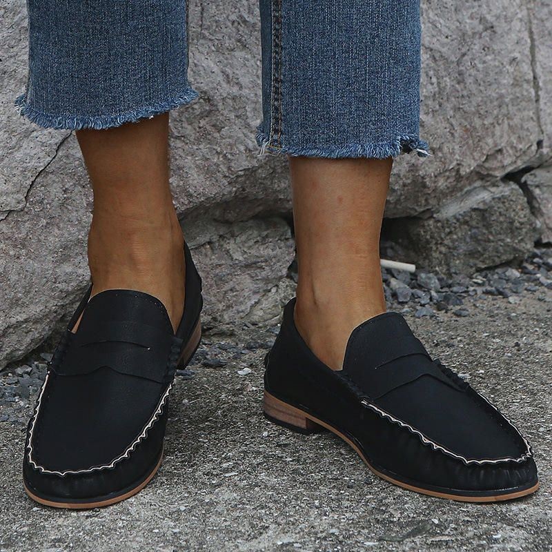 Damskie Duże Rozmiary Wygodne Soild Slip On Casual Flat Loafers