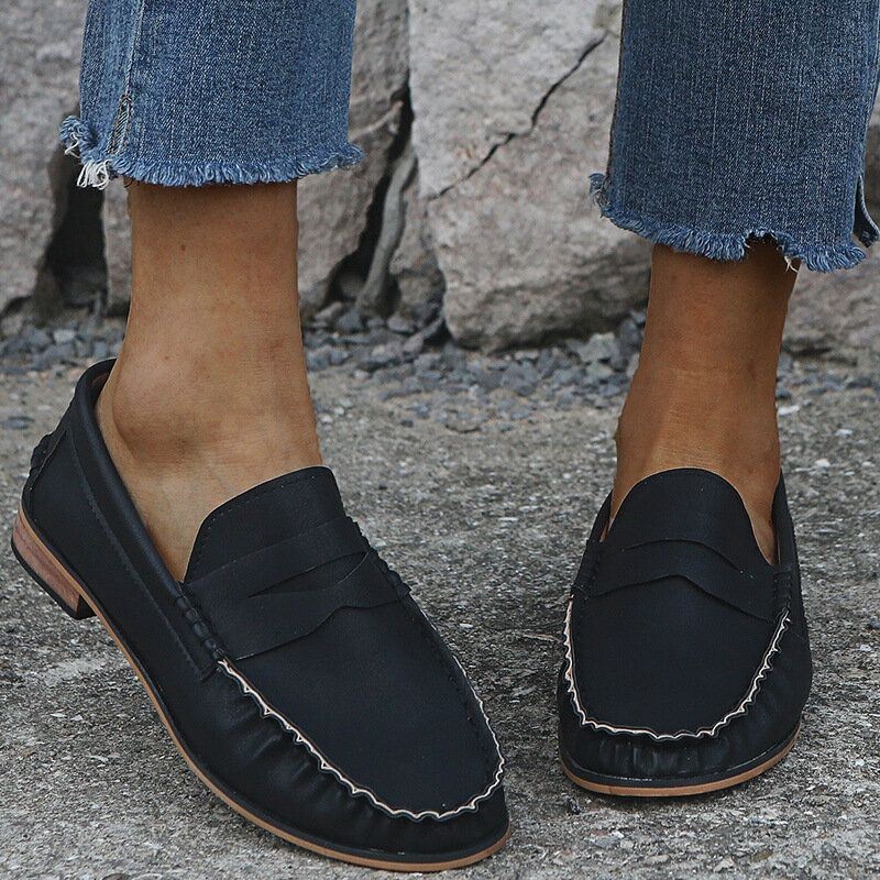 Damskie Duże Rozmiary Wygodne Soild Slip On Casual Flat Loafers