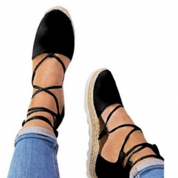 Damskie Espadryle Z Paskiem Plus Rozmiar Casual Solid Color Letnie Sandały Na Platformie