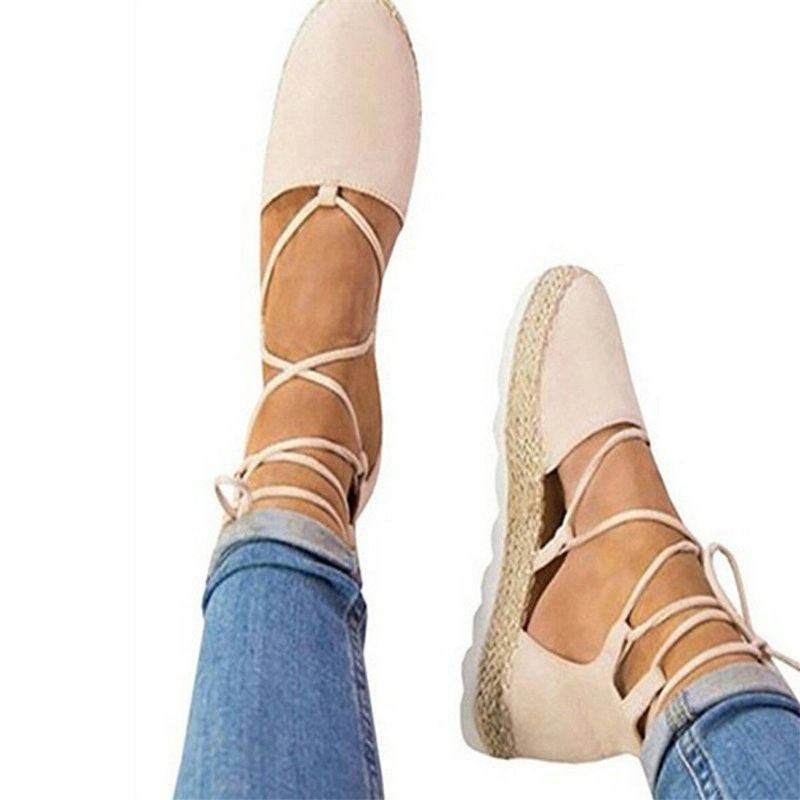 Damskie Espadryle Z Paskiem Plus Rozmiar Casual Solid Color Letnie Sandały Na Platformie