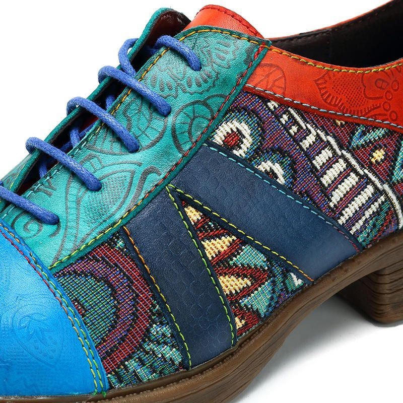 Damskie Skórzane Buty Do Splotu W Stylu Boho