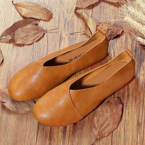 Duże Rozmiary Pure Color Slip On Vintage Casual Women Flat Loafers