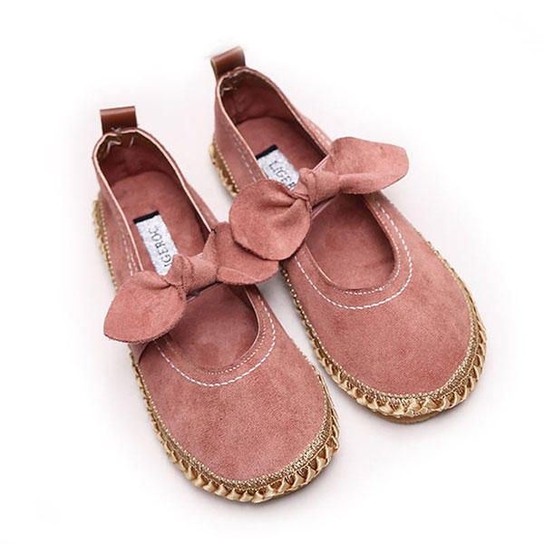 Kobiety Bowknot Round Toe Slip-on Suede Outdoor Flat Casual Shoes