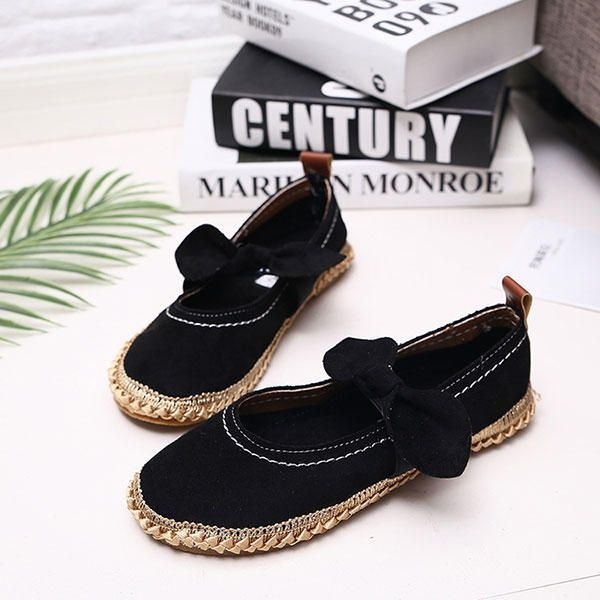 Kobiety Bowknot Round Toe Slip-on Suede Outdoor Flat Casual Shoes