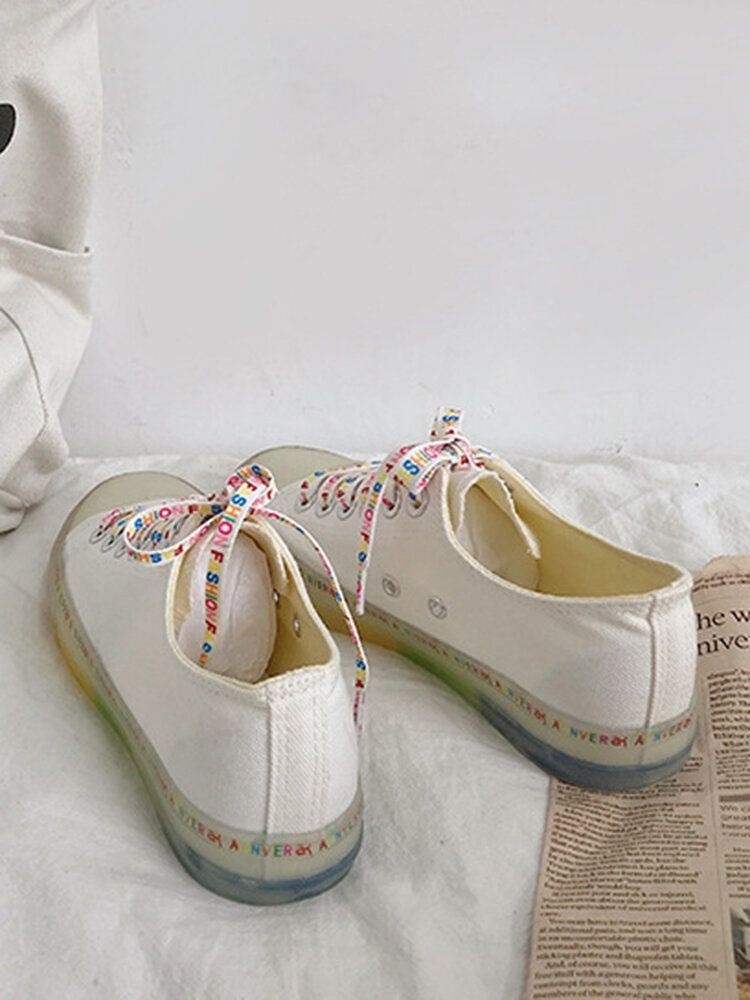 Kobiety Canvas Low Top Rainbow Sole Casual Student Flats