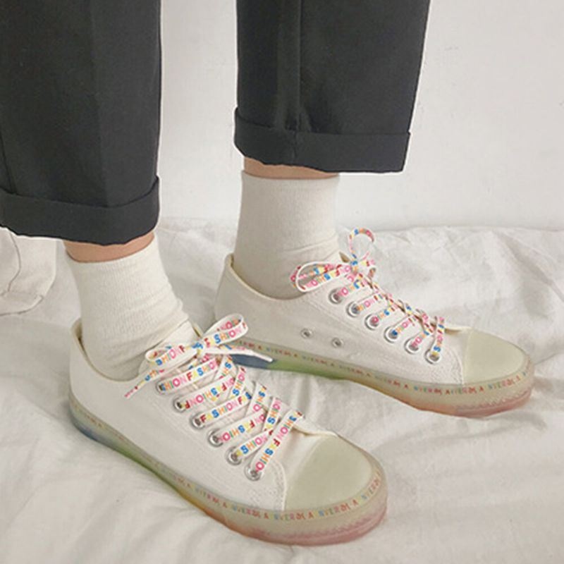 Kobiety Canvas Low Top Rainbow Sole Casual Student Flats