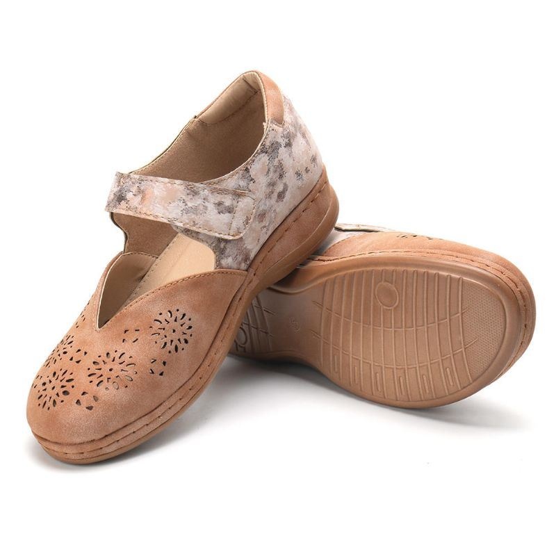 Kobiety Casual Color Łączenie Hollow Hook Loop Flats