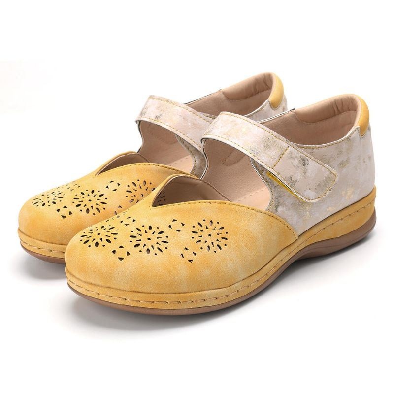 Kobiety Casual Color Łączenie Hollow Hook Loop Flats