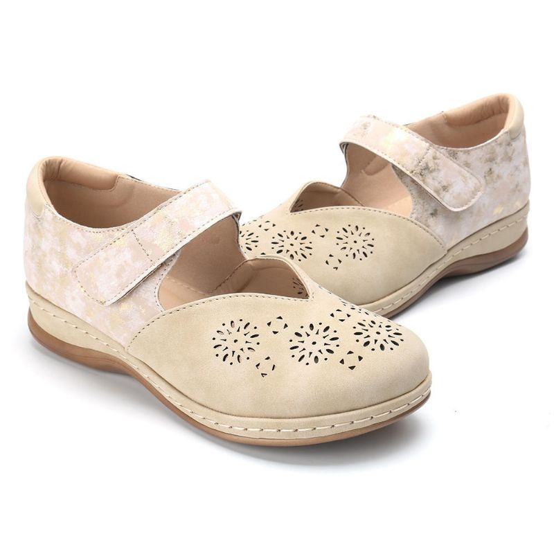 Kobiety Casual Color Łączenie Hollow Hook Loop Flats