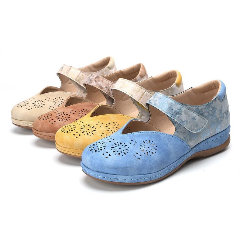 Kobiety Casual Color Łączenie Hollow Hook Loop Flats