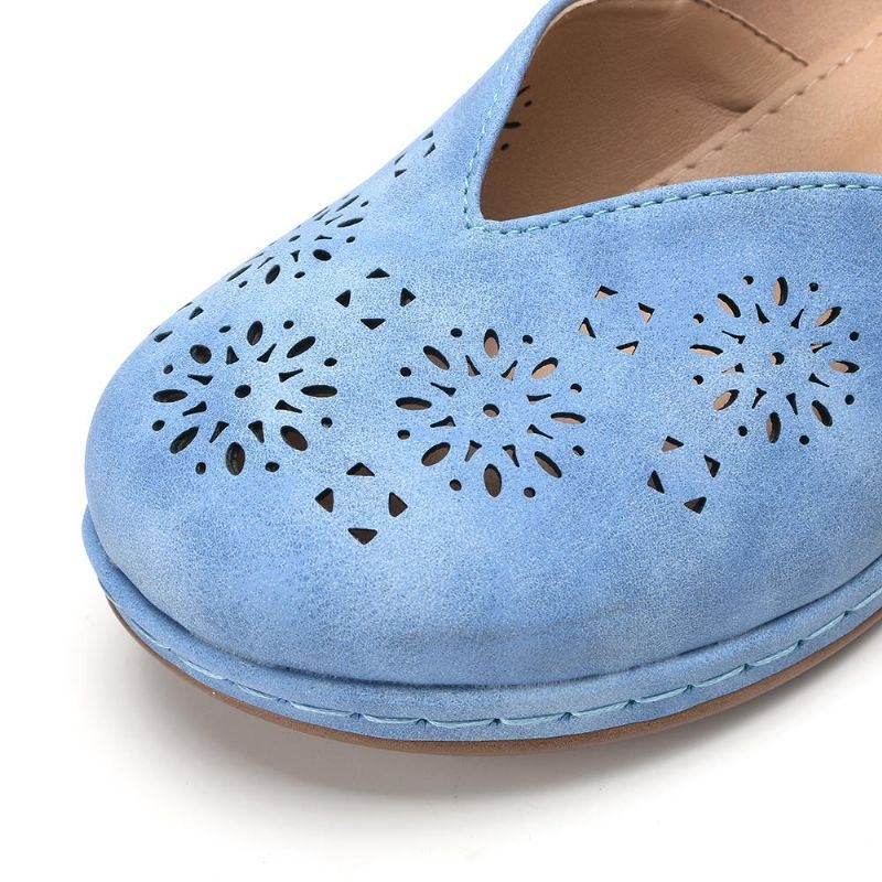 Kobiety Casual Color Łączenie Hollow Hook Loop Flats