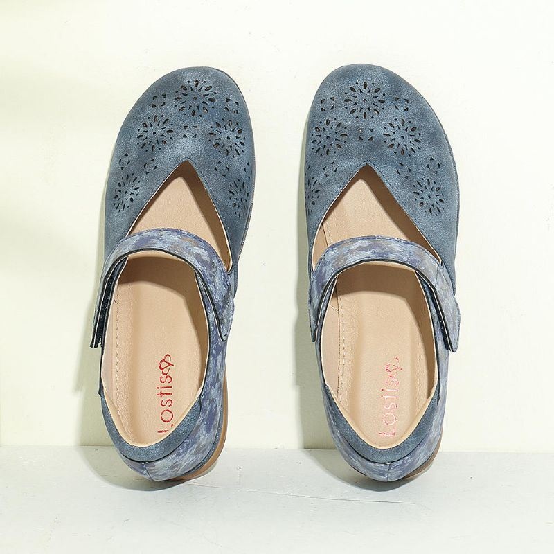 Kobiety Casual Color Łączenie Hollow Hook Loop Flats