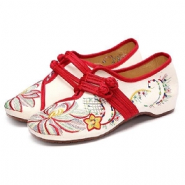 Kobiety Casual Haft Floral Slip On Płaskie Buty Na Świeżym Powietrzu