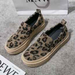 Kobiety Duży Rozmiar Leopard Suede Antypoślizgowe Wygodne Mieszkania Na Co Dzień