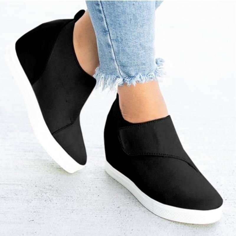 Kobiety Hook Loop Ukryte Pięty Casual Loafers