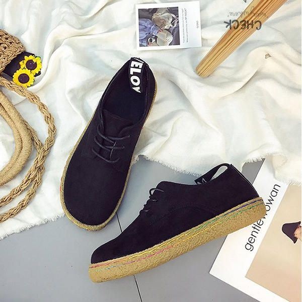 Kobiety Lace Up Casual Okrągłe Toe Wygodne Płaskie Mokasyny