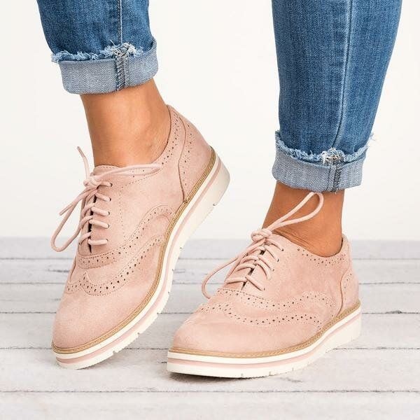 Kobiety Plus Size Brogue Zasznurować Miękkie Zasznurować Casual Oxford Mokasyny