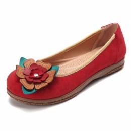 Kobiety Suede Flower Slip On Comfort Casual Flats