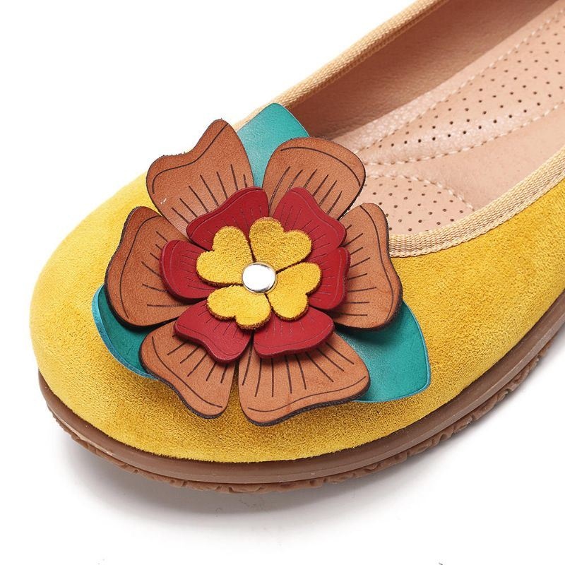 Kobiety Suede Flower Slip On Comfort Casual Flats