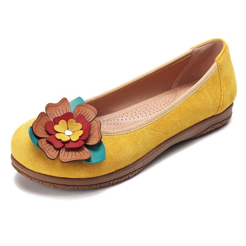 Kobiety Suede Flower Slip On Comfort Casual Flats