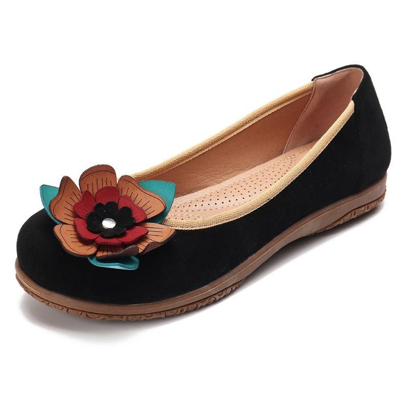 Kobiety Suede Flower Slip On Comfort Casual Flats