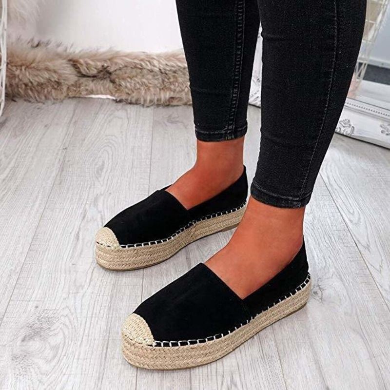 Kobiety Wygodne Poręczny Casual Espadrille Slip On Platform Flats