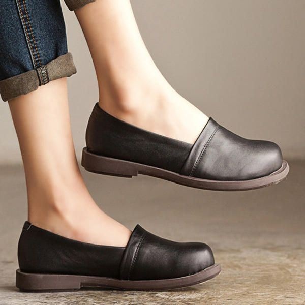 Skórzane Buty Damskie Low Top Casual Outdoor Soft Slip On Flat Loafers