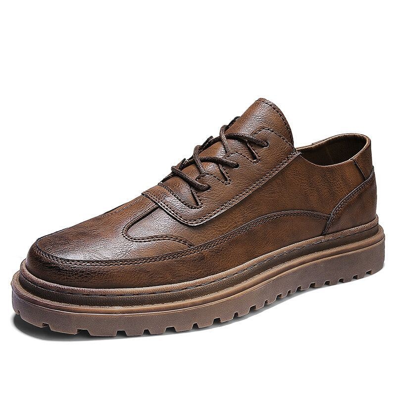 Mężczyźni Brogue Skóra Z Mikrofibry Antypoślizgowe Poręczne Buty W Stylu Vintage