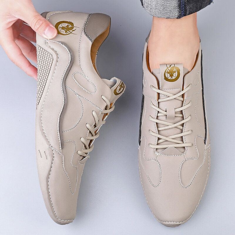 Mężczyźni Casual Lace Up Stitching Walking Driving Loafers Shoes