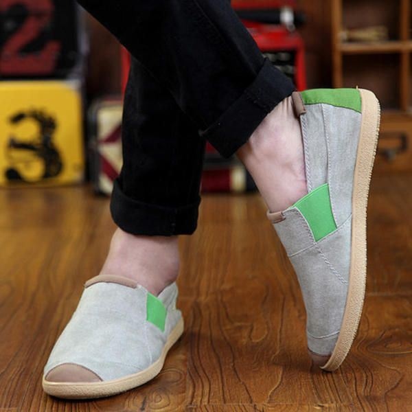 Mężczyźni Casual Outdoor Slip On Canvas Wygodne Płaskie Mokasyny