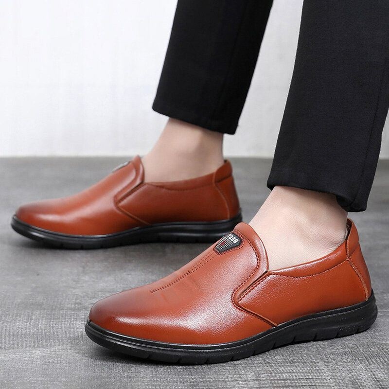 Mężczyźni Casual Slip On Oddychające Buty Biznesowe Z Prawdziwej Skóry