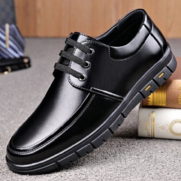 Mężczyźni Ciepła Pluszowa Podszewka Oddychająca Antypoślizgowa Skóra Bydlęca Business Casual Shoes