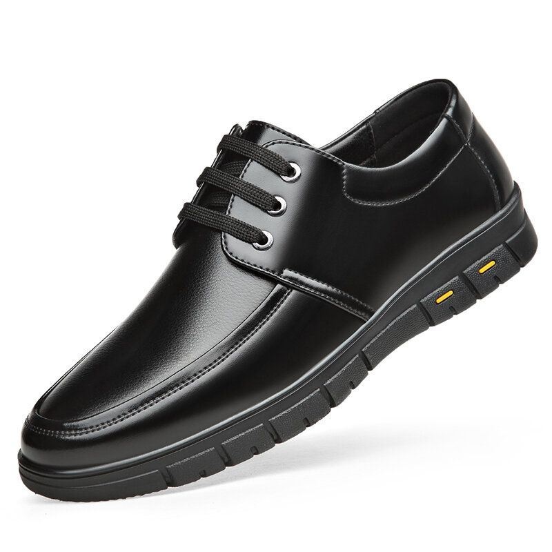 Mężczyźni Ciepła Pluszowa Podszewka Oddychająca Antypoślizgowa Skóra Bydlęca Business Casual Shoes