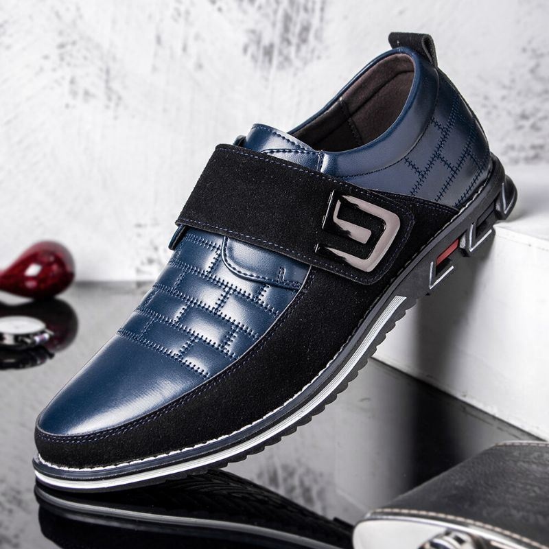 Mężczyźni Metal Decor Prawdziwa Skóra Łączenie Antypoślizgowe Hook Loop Business Casual Shoes