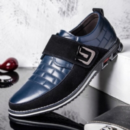 Mężczyźni Metal Decor Prawdziwa Skóra Łączenie Antypoślizgowe Hook Loop Business Casual Shoes