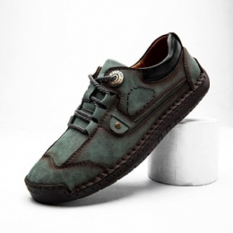 Mężczyźni Outdoor Anti-collision Toe Skóra Z Mikrofibry Ręcznie Szyte Business Casual Shoes