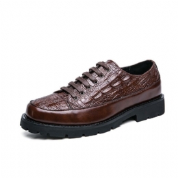 Mężczyźni Retro Crocodile Tłoczenie Lace Up Dress Casual Shoes