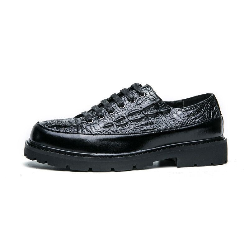 Mężczyźni Retro Crocodile Tłoczenie Lace Up Dress Casual Shoes