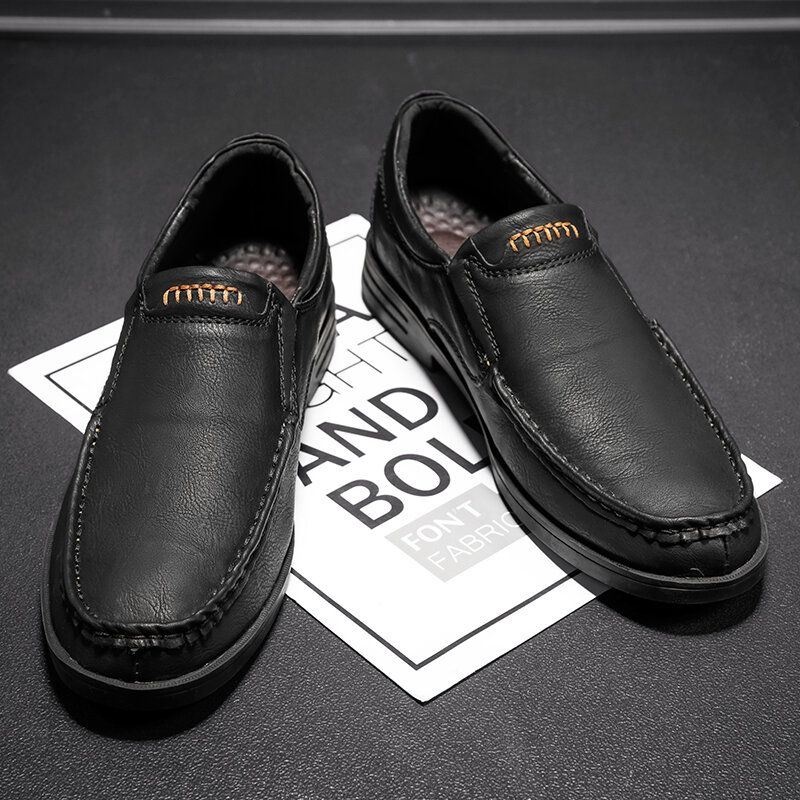 Mężczyźni Retro Skóra Bydlęca Antypoślizgowa Slip On Casual Shoes